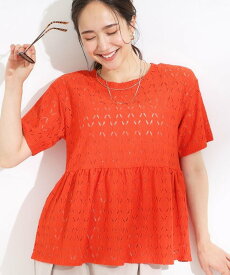 【SALE／60%OFF】SHOO・LA・RUE 【S-LL】インせず決まる レースペプラムトップス シューラルー トップス カットソー・Tシャツ オレンジ ブルー ブラック