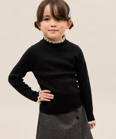 【SALE／20%OFF】ROPE' PICNIC KIDS 【KIDS/キッズ】アンチピリングフリルニットプルオーバー/リンクコーデ ロペピクニック トップス ニット ブラック ベージュ