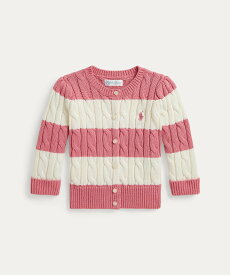 【SALE／50%OFF】POLO RALPH LAUREN (ベビー)ストライプド ケーブル コットン カーディガン ラルフローレン マタニティウェア・ベビー用品 その他のベビーグッズ ピンク【送料無料】