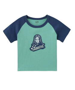 X-girl FACE EMBROIDERED PATCH RAGLAN S/S BABY TEE �G�b�N�X�K�[�� �g�b�v�X �J�b�g�\�[�ET�V���c �O���[ �z���C�g�y���������z