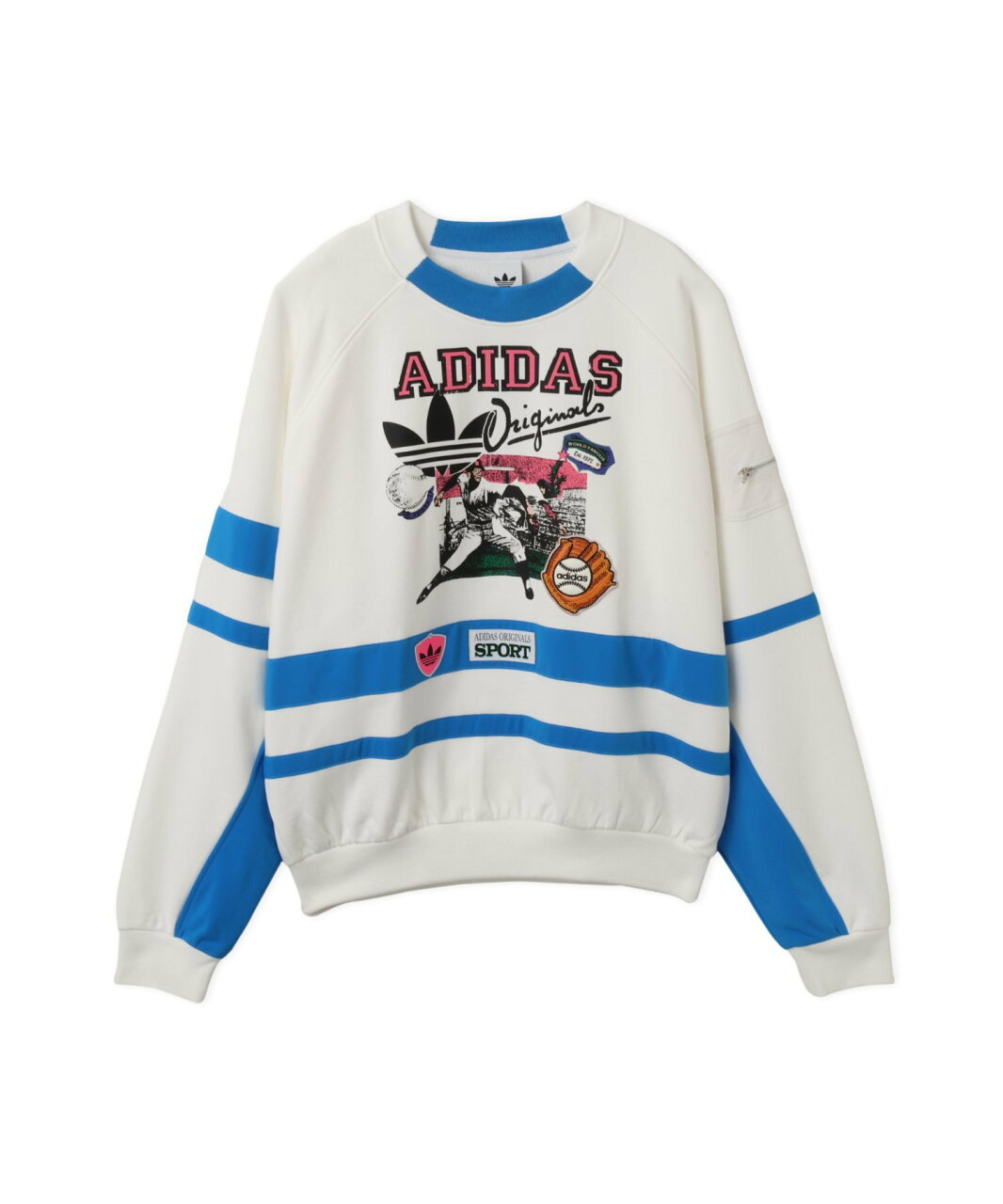 adidas adidas ARCHIVE SWEATER BASEBALL ホワイト/ブライトブルー アトモス トップス スウェット・トレーナー ホワイト【送料無料】