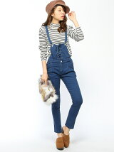 【JUNIOR SWEET】(L)レースアップテーパードサロペット