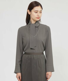 Paul Stuart 【Nikkei magazine掲載】【ウォッシャブル】ヴィーナスバックサテン ブラウス ポール・スチュアート トップス シャツ・ブラウス ホワイト ネイビー【送料無料】