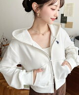 moment+ U.S.POLO ASSN ワンポイント刺繍ダブルジップショートパーカー モーメントプラス トップス パー…