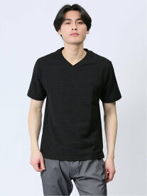 【SALE／10%OFF】TAKA-Q タックボーダー Vネック半袖Tシャツ タカキュー トップス カットソー・Tシャツ ブラック ネイビー