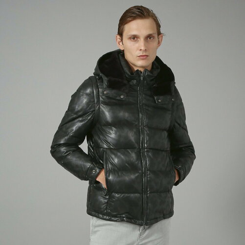 5351pour Les Hommes ブラック カモフラ柄 レザー ダウンジャケット Rakuten Fashion 楽天ファッション 旧楽天 ブランドアベニュー Cd03