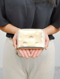 perche (L)ペルケ perche / ドット型押しラウンドパームフィット財布 アンビリオン 財布・ポーチ・ケース 財布 ピンク ブルー イエロー ブラック グリーン シルバー ゴールド【送料無料】