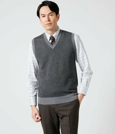 【SALE／41%OFF】NEWYORKER MEN バーズアイ Vネック プルオーバーニットベスト ニューヨーカー トップス ニット グレー ネイビー【送料無料】