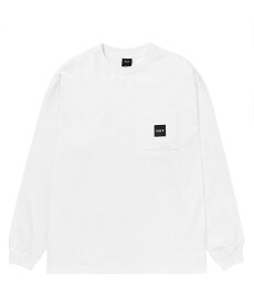 HUF BOX LOGO POCKET L/S TEE ハフ トップス カットソー・Tシャツ ホワイト ブラック【送料無料】