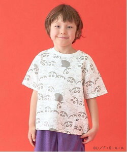 【SALE/40%OFF】b・ROOM 【クレヨンしんちゃん】【カイテキ天竺】総柄プリントTシャツ ナルミヤオンライン トップス カットソー・Tシャツ ブルー ホワイト