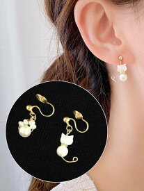【SALE／33%OFF】Coo+i Coo+i/(W)猫・肉球モチーフ淡水パール イヤリング スレンダー アクセサリー・腕時計 イヤリング・イヤーカフ ホワイト