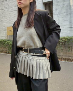 �ySALE�^20%OFF�zLE CIEL BLEU �v���[�e�b�h�E�G�X�g�v���I�[�o�[ / Pleated Waist Pullover ���V�F���u���[ �g�b�v�X �j�b�g �s���N �x�[�W�� �u���b�N�y���������z