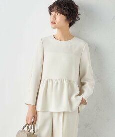 【SALE／20%OFF】NOLLEY'S ＜セットアップ対応＞◇【WEB限定】カルゼダブルクロスペプラムブラウス ノーリーズ トップス シャツ・ブラウス ホワイト ネイビー【送料無料】