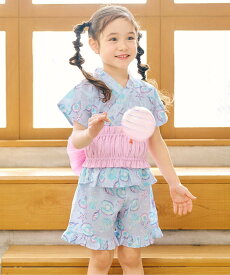 apres les cours アプレのはんなりGIRLSペプラム甚平 エフオーオンラインストア 着物・浴衣・和装小物 浴衣 パープル ブルー イエロー ピンク