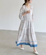 quaranciel quaranciel:＜洗濯機可能＞フラワー スカーフ プリント Vネック フレア ワンピース シップス …