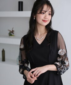 PourVous パーティードレス結婚式 オケージョンドレスお呼ばれ ワンピース成人式 フォーマル プールヴー ワンピース・ドレス ドレス ネイビー ブラック【送料無料】