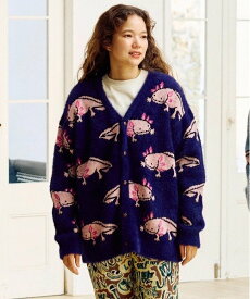 go slow caravan ウーパールーパーシャギー MIX ジャガードニットカーディガン (MENS) ゴースローキャラバン トップス カーディガン ブルー パープル【送料無料】