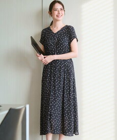 23区 L 【褒められワンピ】ドットフレア ワンピース ニジュウサンク ワンピース・ドレス ワンピース ブラック パープル【送料無料】