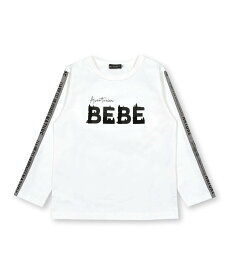【SALE／50%OFF】BeBe フロッキープリントロゴTシャツ(80~150cm) ベベ オンライン ストア トップス カットソー・Tシャツ グリーン ホワイト