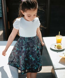 【SALE／40%OFF】ANY KIDS ドッキング レトロ花柄 ワンピース エニィ ワンピース・ドレス ワンピース ネイビー ブルー