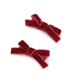 【SALE／20%OFF】petit main ベロアリボンヘアクリップ2P ナルミヤオンライン ヘアアクセサリー バレッタ・ヘアクリップ・ヘアピン ホワイト ピンク パープル