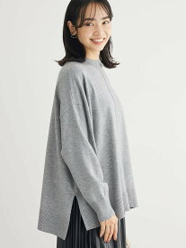 【SALE／57%OFF】Green Parks もちやわモックネックプルオーバー 23AW/ニット/レディース/長袖/柔らかい/サイドスリット/無地 グリーンパークス トップス ニット グレー ブラック ベージュ イエロー ブルー パープル