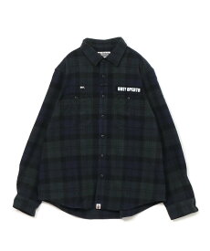 A BATHING APE FLANNEL CHECK TACTICAL SHIRT M ア ベイシング エイプ トップス シャツ・ブラウス ネイビー レッド【送料無料】