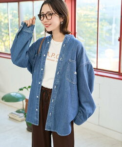 Lee ����W�J �ʒ� �`���j�b�N �f�j�� �V���c 25AW �t���[�N�X�X�g�A �g�b�v�X �V���c�E�u���E�X �l�C�r�[ �u���b�N �u���[�y���������z