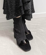 【SALE／20%OFF】RANDA ストレッチリボンパーツショートブーツ ランダ シューズ・靴 ブーツ ブラック ブ…