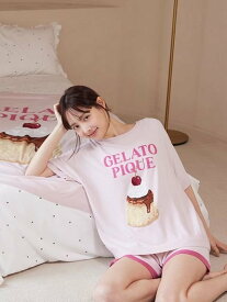 【SALE／30%OFF】gelato pique 【ONLINE限定】スムーズィープリンジャガードプルオーバー&ショートパンツセット ジェラートピケ インナー・ルームウェア その他のインナー・ルームウェア ピンク イエロー【送料無料】