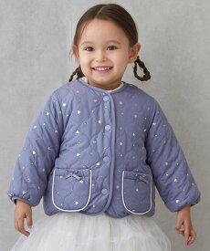 petit main 【リンク】箔プリントリバーシブルジャケット ナルミヤオンライン ジャケット・アウター ブルゾン・ジャンパー ブルー ネイビー ピンク ホワイト【送料無料】