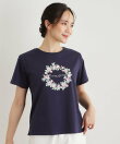 【コットン100%/洗える】リースフローラル プリントTシャツ