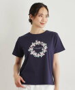 【コットン100%/洗える】リースフローラル プリントTシャツ