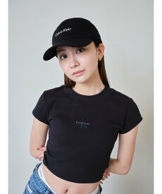 Calvin Klein Jeans (W)【公式ショップ】 カルバンクライン モノグラム ベイビーTシャツ Calvin Klein Jeans 47AB802 カルバン・クライン トップス カットソー・Tシャツ ホワイト ブラック【送料無料】