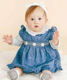 SLAP SLIP BABY 花レースつきスモッキングワンピース+ブルマ2点セットベビー(70~80cm) ベベ オンライン ストア マタニティウェア・ベビー用品 ベビートップス ネイビー ピンク【送料無料】