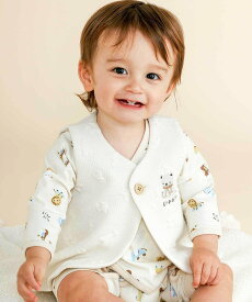 SLAP SLIP BABY 【お揃い】ぽこぽこチェリーアニマル柄ベストベビー(70~80cm) ベベ オンライン ストア マタニティウェア・ベビー用品 ベビートップス ホワイト ピンク