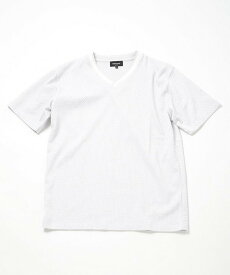 MEN'S BIGI 膨れジャカードVネックTシャツ メンズ ビギ トップス カットソー・Tシャツ ホワイト ネイビー ブルー【送料無料】