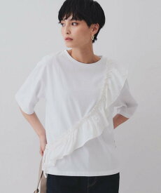 【SALE／45%OFF】OPAQUE.CLIP フリルドッキングカットソー【洗濯機洗い可】 オペークドットクリップ トップス カットソー・Tシャツ ホワイト グレー ブラック