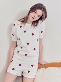 gelato pique 【ONLINE限定】エアリーモコハートジャガードプルオーバー&ショートパンツセット ジェラートピケ インナー・ルームウェア その他のインナー・ルームウェア ホワイト【送料無料】