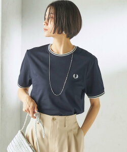 SHIPS WOMEN FRED PERRY:M1588 TWIN TIPPED TEE �V�b�v�X �g�b�v�X �J�b�g�\�[�ET�V���c �u���b�N �O���[ �z���C�g�y���������z