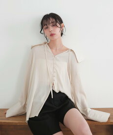 【SALE／30%OFF】LIAN ビッグカラーシアースキッパーブラウス リアン トップス シャツ・ブラウス ホワイト ブルー ブラック ベージュ【送料無料】