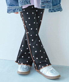 devirock えらべる総柄&メロウデザイン リブフレアパンツ 子供服 キッズ 女の子 26AW デビロック パンツ その他のパンツ ブラウン ブラック グレー