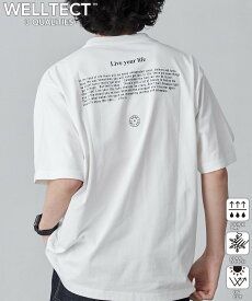 coen 【WELLTECT】メッセージロゴプリントTシャツ(WEB限定カラー) コーエン トップス カットソー・Tシャツ ホワイト グレー ブルー
