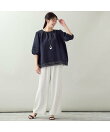 【洗える・3Lサイズあり】裾レース付きリネンブラウス