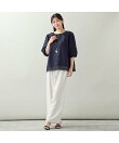 【洗える・3Lサイズあり】裾レース付きリネンブラウス