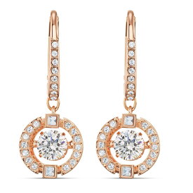 SWAROVSKI 【公式】【スワロフスキー】Swarovski Sparkling Dance ドロップピアス, ラウンドカット, ホワイト, ローズゴールドトーン・プレーティング スワロフスキー アクセサリー・腕時計 ピアス ホワイト【送料無料】