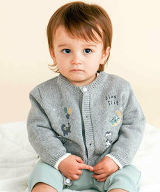 SLAP SLIP BABY ペンギンイヌクマアニマル恐竜刺しゅう配色カーディガンベビー(70~80cm) ベベ オンライン ストア マタニティウェア・ベビー用品 ベビートップス グレー ホワイト