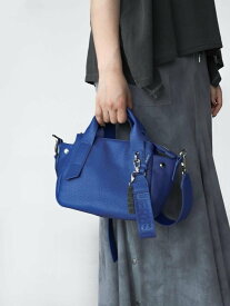 nouer チャーム付きフェイクレザー2wayバッグ ラシュッド バッグ ハンドバッグ ブラック ブルー【送料無料】