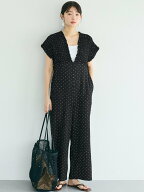 coca 【吸水速乾】シボシャーリングVネックオールインワン コカ オールインワン・オーバーオール オーバ…