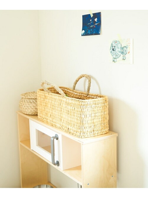 アフリカンスクエア ストロー横長かごL